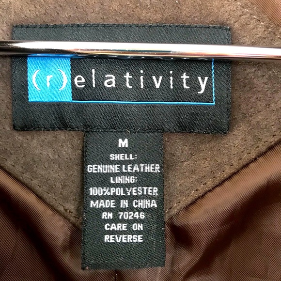 Relativity Suede Brown Leather Jacket Size: M - Picture 3 of 3
